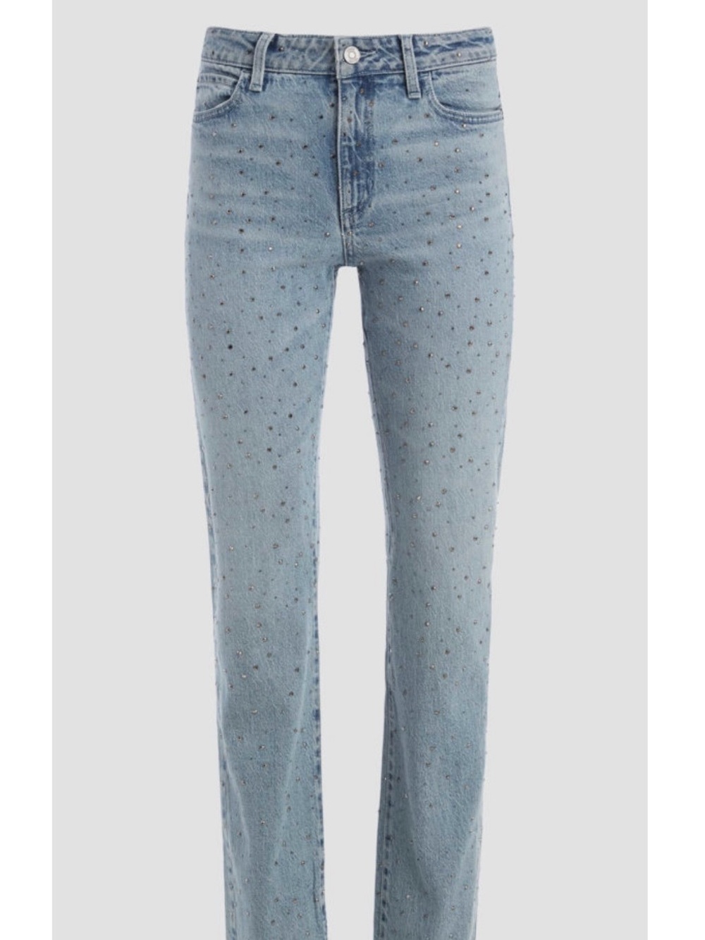 Guess 1981 all over rhinestone straight leg jeans, light wash, size 29